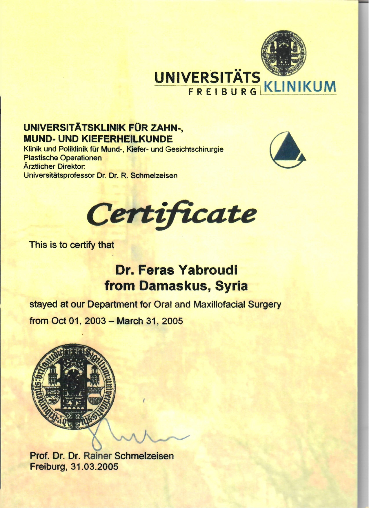 Dr.fersas yabroudi certificate 3